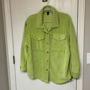 Lime Green Corduroy Button Up